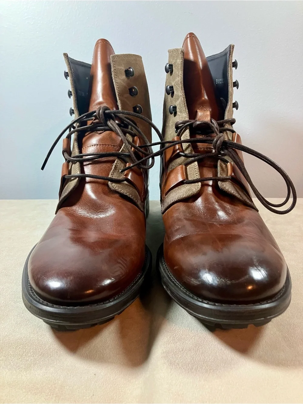 Mens To Boot New York Blake Mixed-Media Boot Lace Up Leather Suede Italy US 8.5